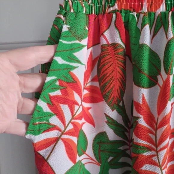 Rose & Olive Wide Leg Tropical Print Elastic Waist Pants 1X - Picture 6 of 11